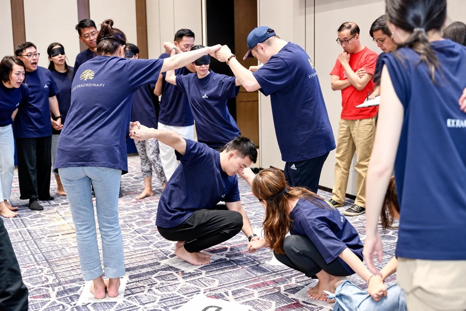Participants taking part in a facilitated team activity